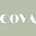 The word 'COVA' appears in a clean white serif typeface centered on a solid muted sage green background.
