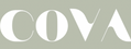 The word 'COVA' appears in a clean white serif typeface centered on a solid muted sage green background.